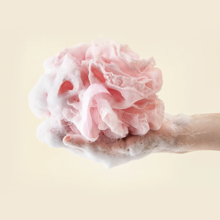 50g Customized Soft Exfoliating Foamy Bath Soap Balls Mesh Puffs Body Scab Buddy Shower Sponges