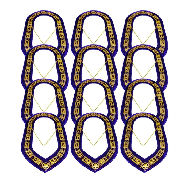 MASONIC BLUE LODGE GOLD WORKING TOOLS LOT OF 12 CHAIN COLLAR FREE JEWEL SET MASONIC BLUE LODGE WORKING TOOLS LOT OF CHAIN COLLAR