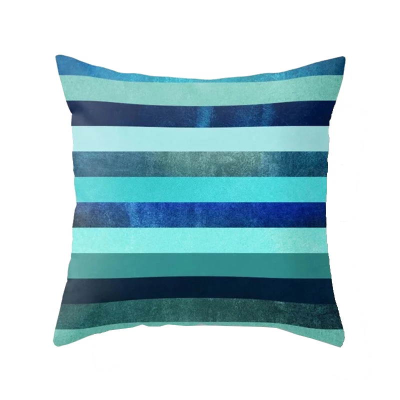 Teal Blue Pillowcases Continental Geometric Cushion Cover Nordic Fashion Home Decorative Pillow Polyester Cotton Sofa Case