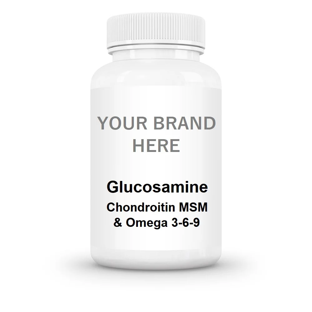 Made in USA Glucosamine Chondroitin MSM Omega 3 6 9 Capsules Made in USA Private Label 60ct Joint Support Formula