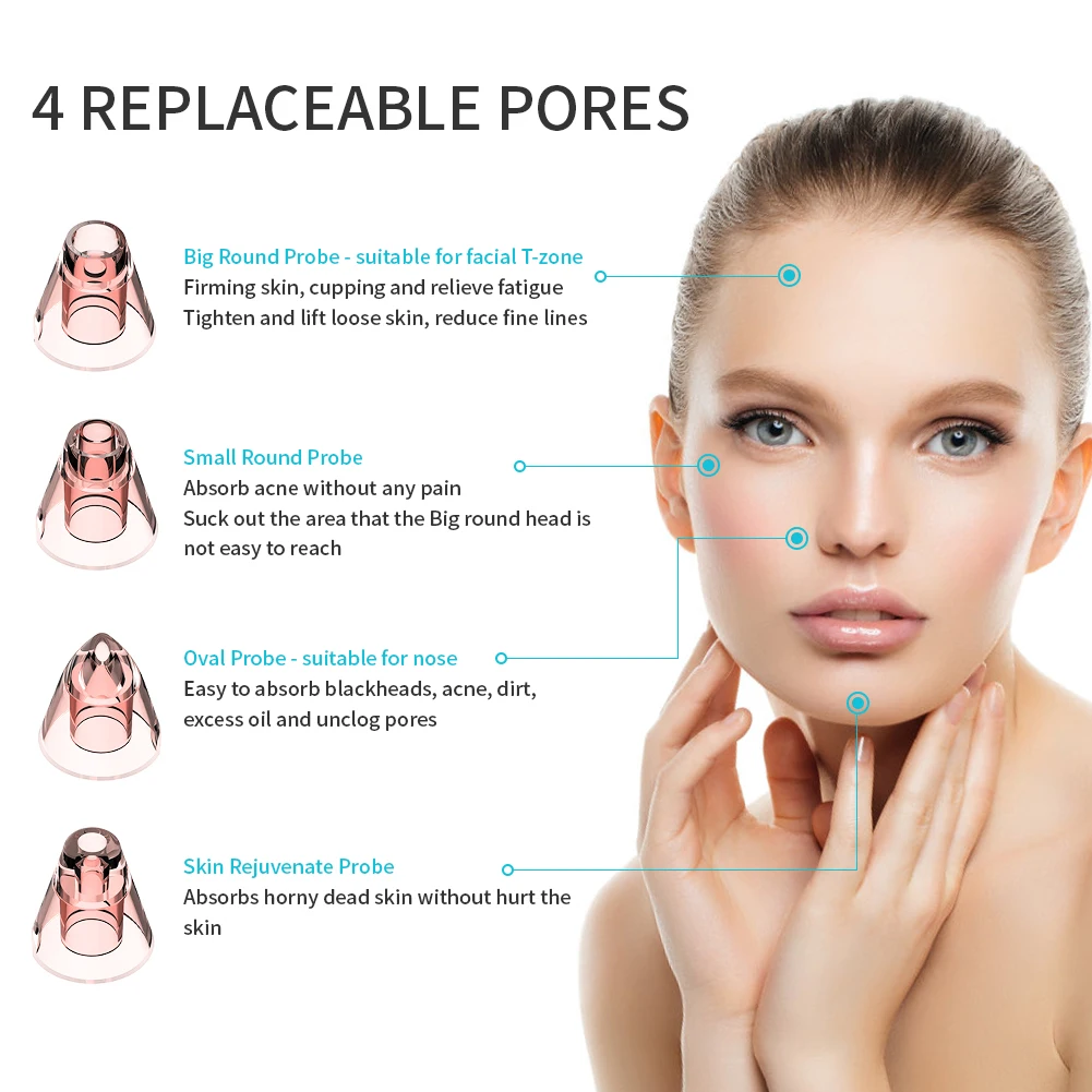 Wholesale Pore Cleaner Black Head Suction Extractor Tool Kit Machine Acne Removal Blackhead Remover Vacuum