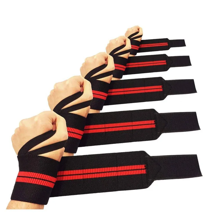 GAF Custom Sports Elastic Stretchy Weight Lifting Wrist Support Wrap Band Gym Strap W Raps