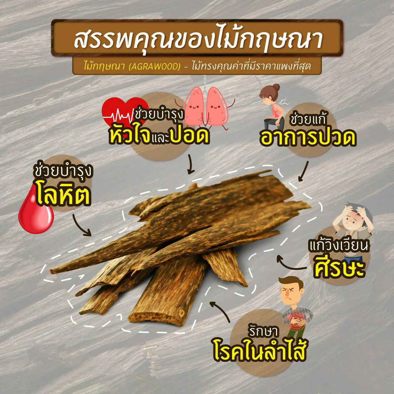 HOM KRISSANA Chip & Leaf Agarwood Instant Healty Tea High Quality From Thailand