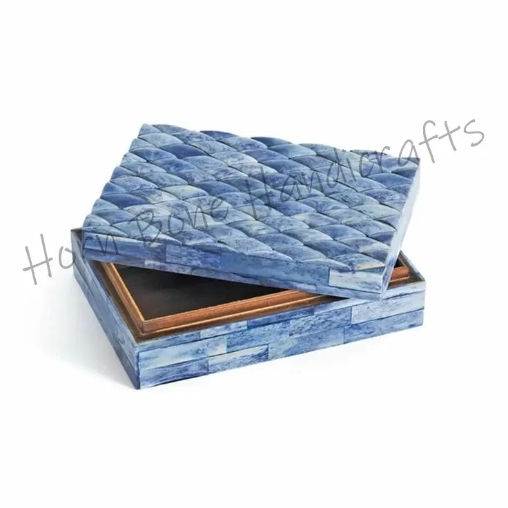 Handmade Diamond Look Bone Inlay Jewelry Box Multi Purpose Decorative Camel Bone Storage Box By Horn Bone Handicrafts India