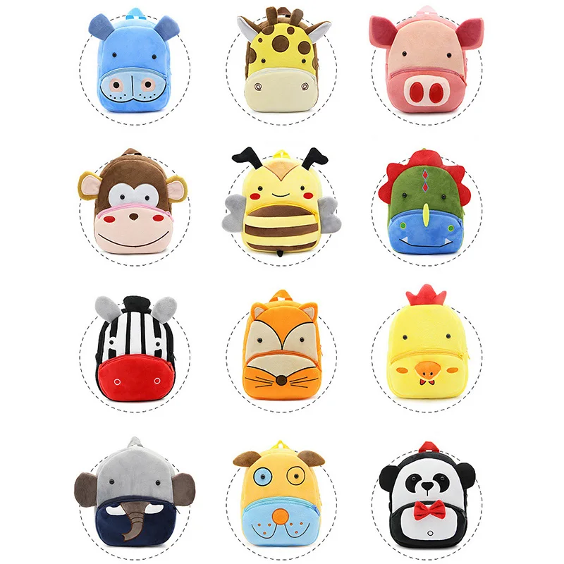 Wholesale Cute 3D Print Velvet Cartoon Animal Baby Boy Kids Children School Backpack Bag For Girls