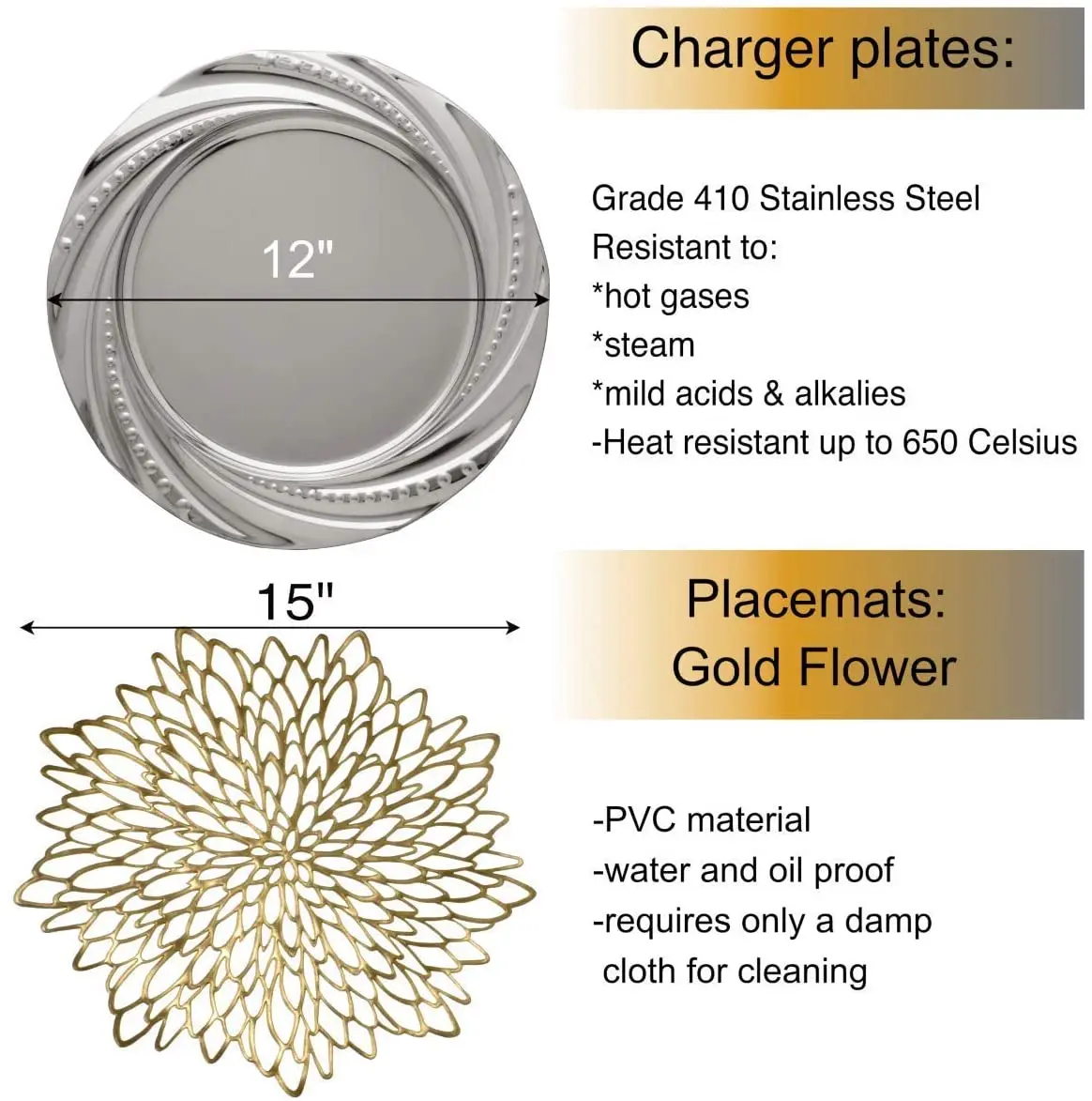 hot sale different style round shape serving tray charger plate round dishes stainless steel