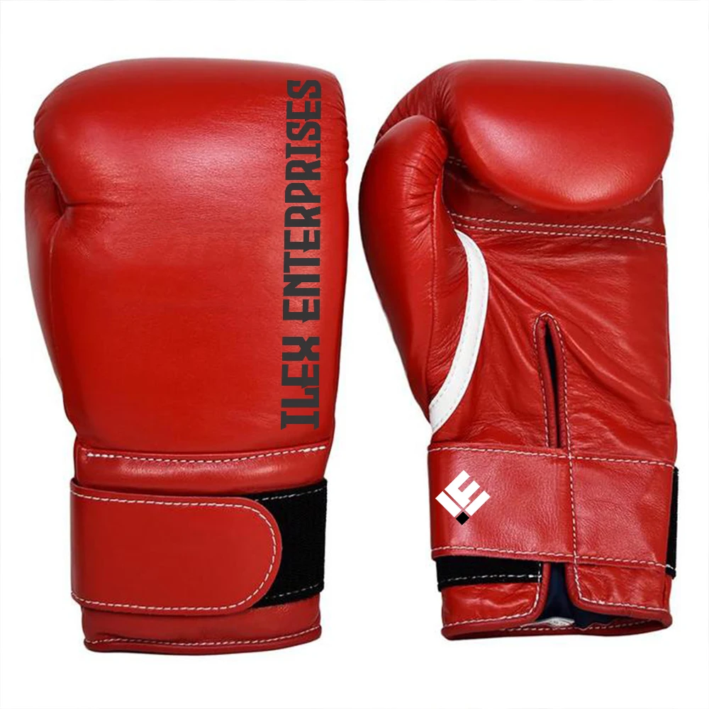 Натуральная кожа 100% натуральная кожа Профессиональная Изготовленная на заказ логос красная кожа oem (изготовитель комплектного оборудования) высоко-качественная боксерские перчатки обучение с застежкой-липучкой