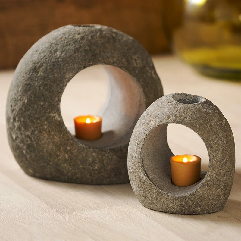 Пустотелый Каменный Подсвечник для чайного освещения, дешевые декоративные подсвечники для чайного освещения