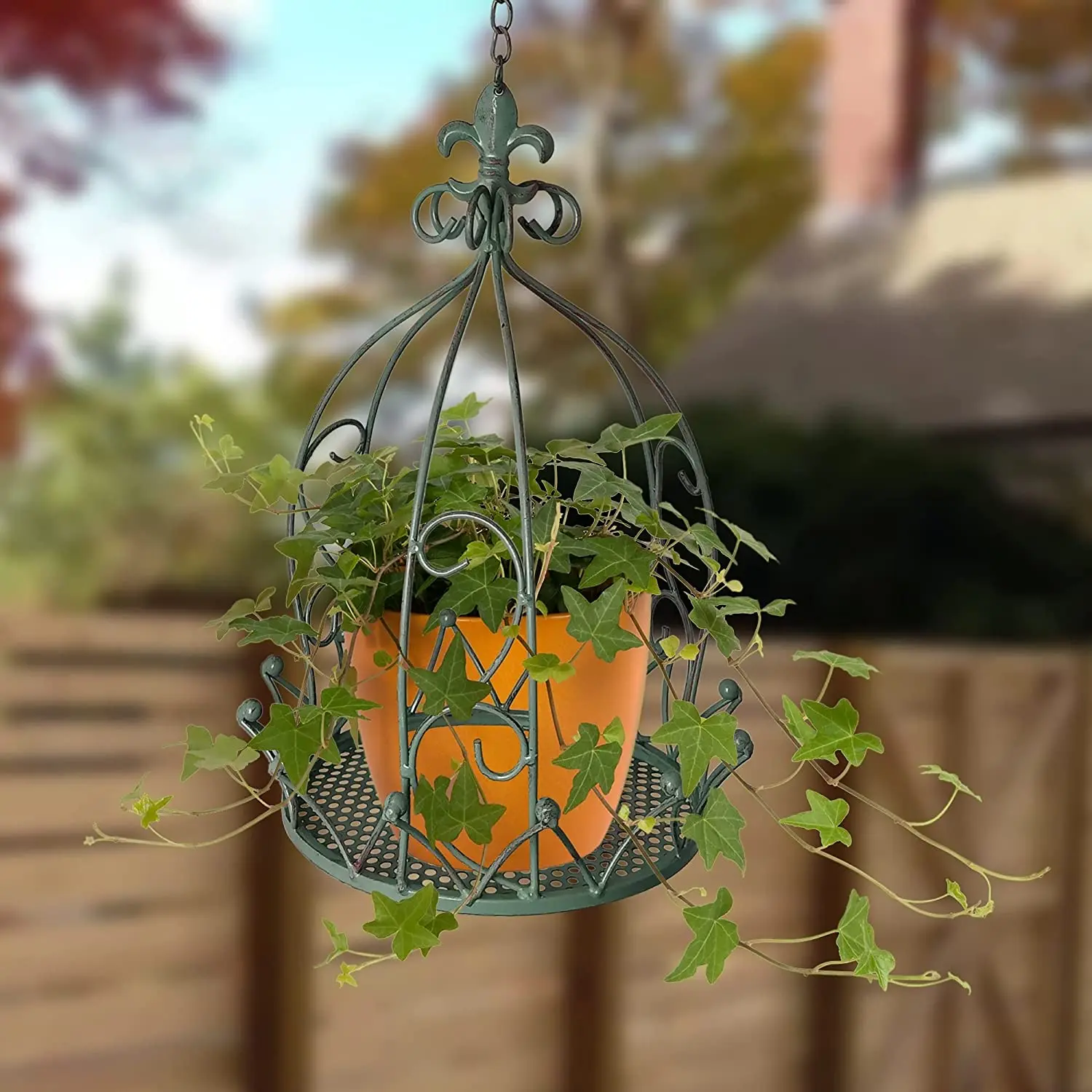 Подвесной Держатель для растений винтажная романтическая корзина из кованого железа плантатор с цепочкой крючок ретро комнатный и уличный цветочный горшок дома