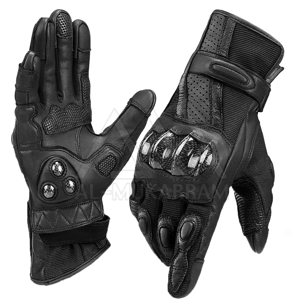 
Customized Logo Design Black Leather Motorbike Racing Safety Gloves For Men 