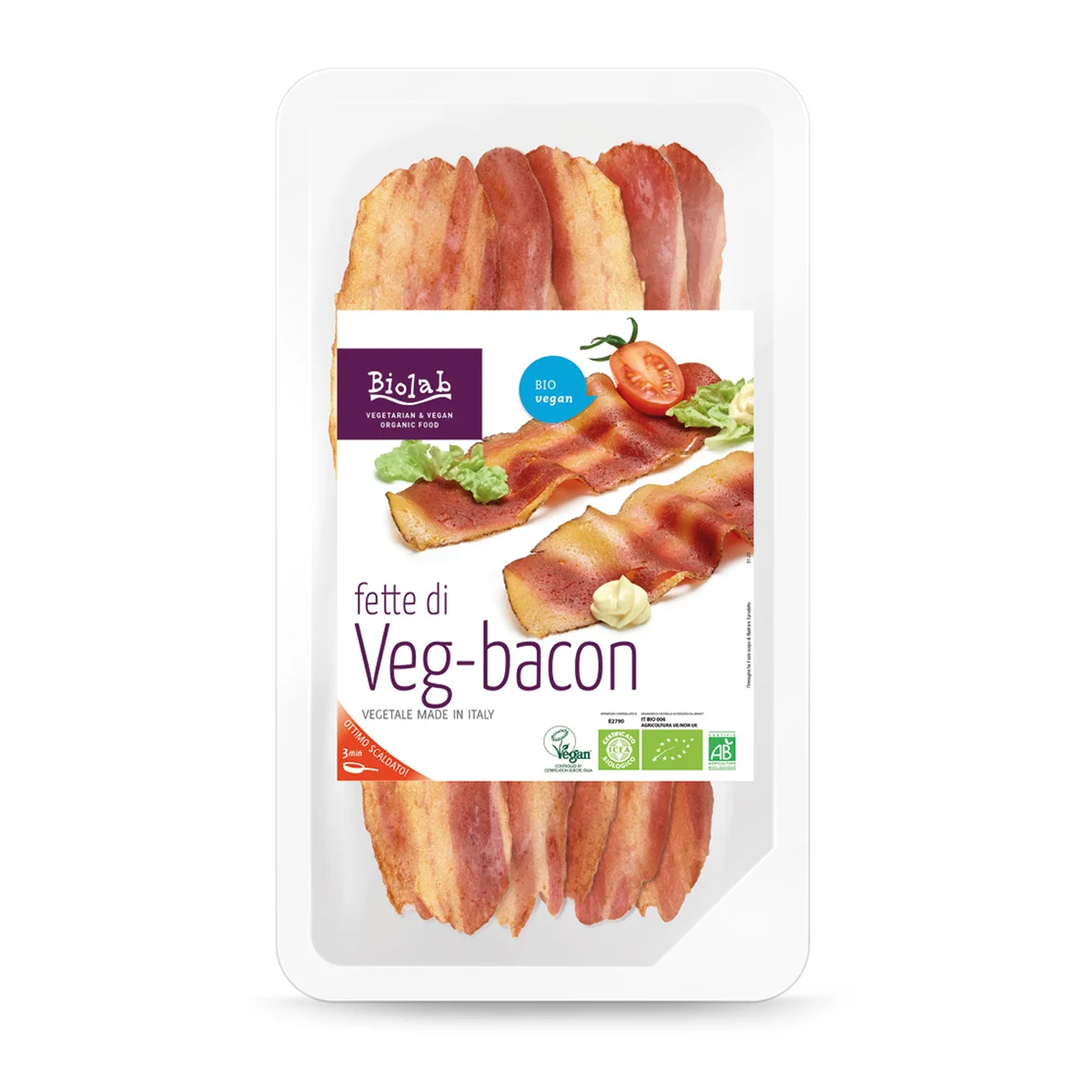 
VEG-Bacon, Biolab vegan deli slices, organic made in Italy, 90 grams 