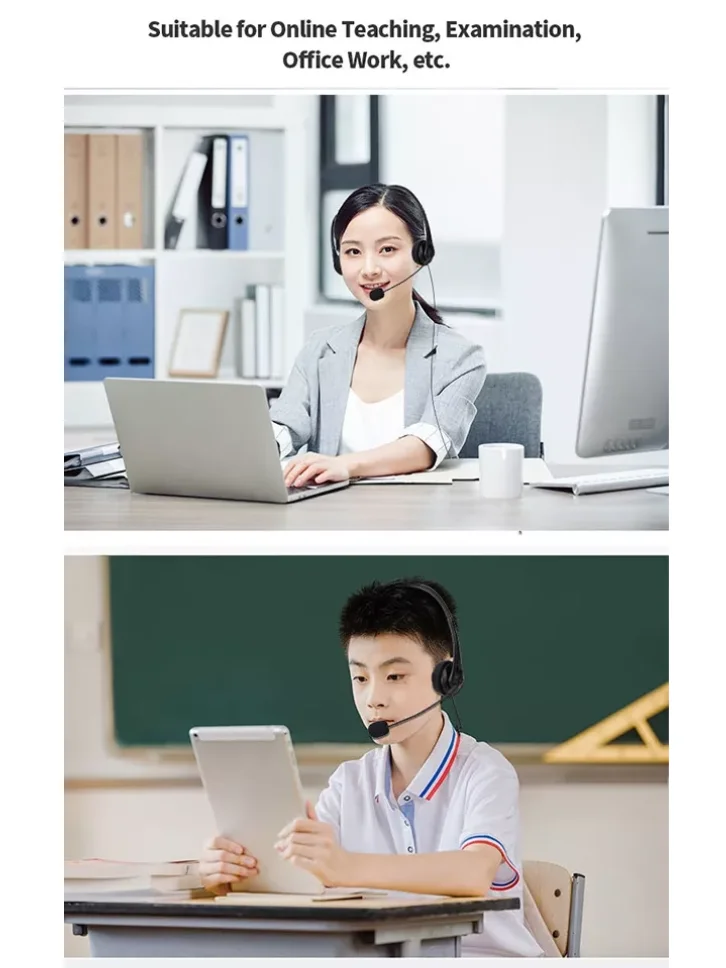 wired computer USB headphones call center headsets for microphone light weight for office /Skype
