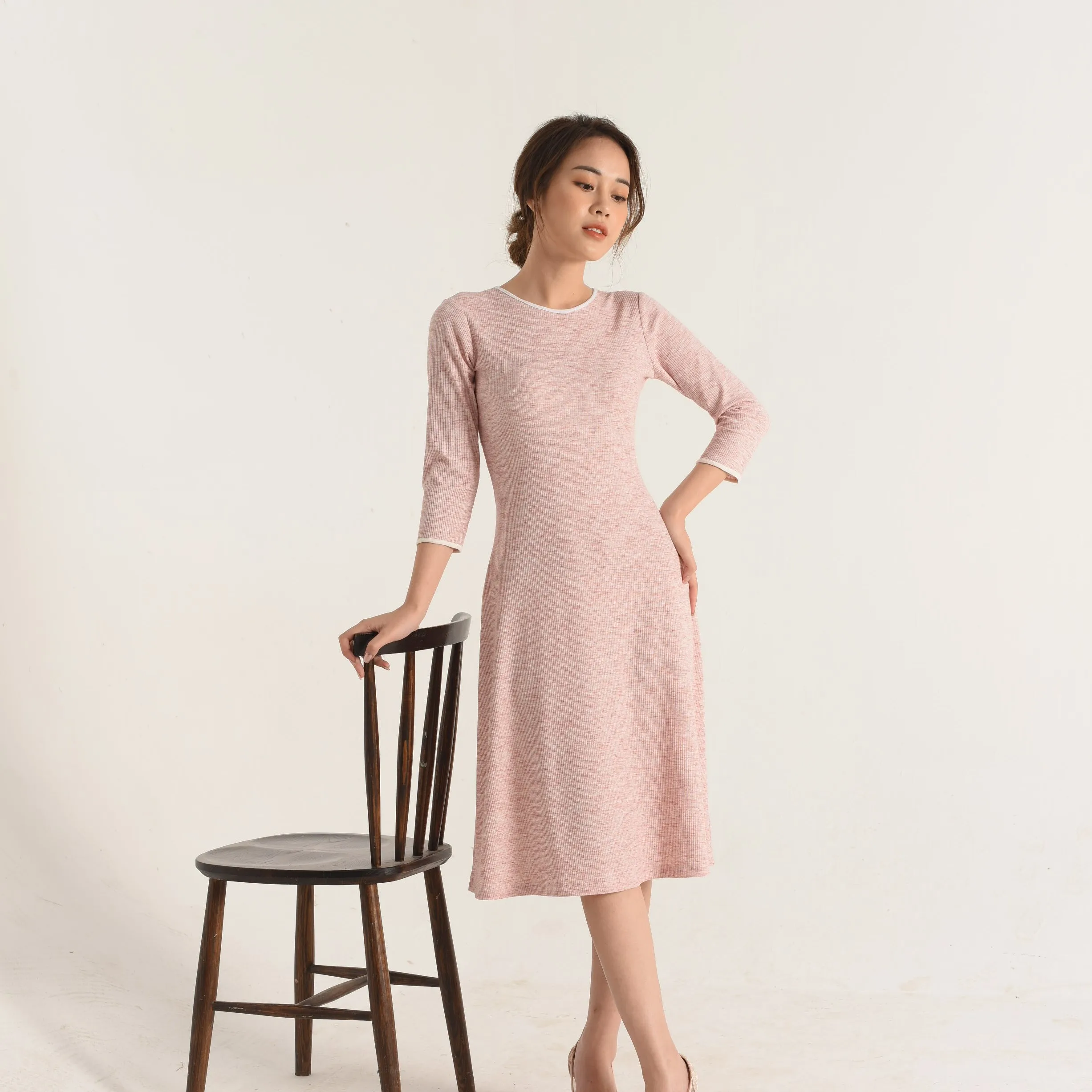 Женская одежда, Женская Современная стильная женская одежда, женское розовое осеннее платье