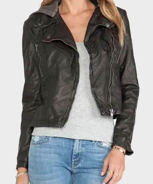 Leather Jacket Leatheryes Custom women Style Real Leather Jacket With Removable Hood