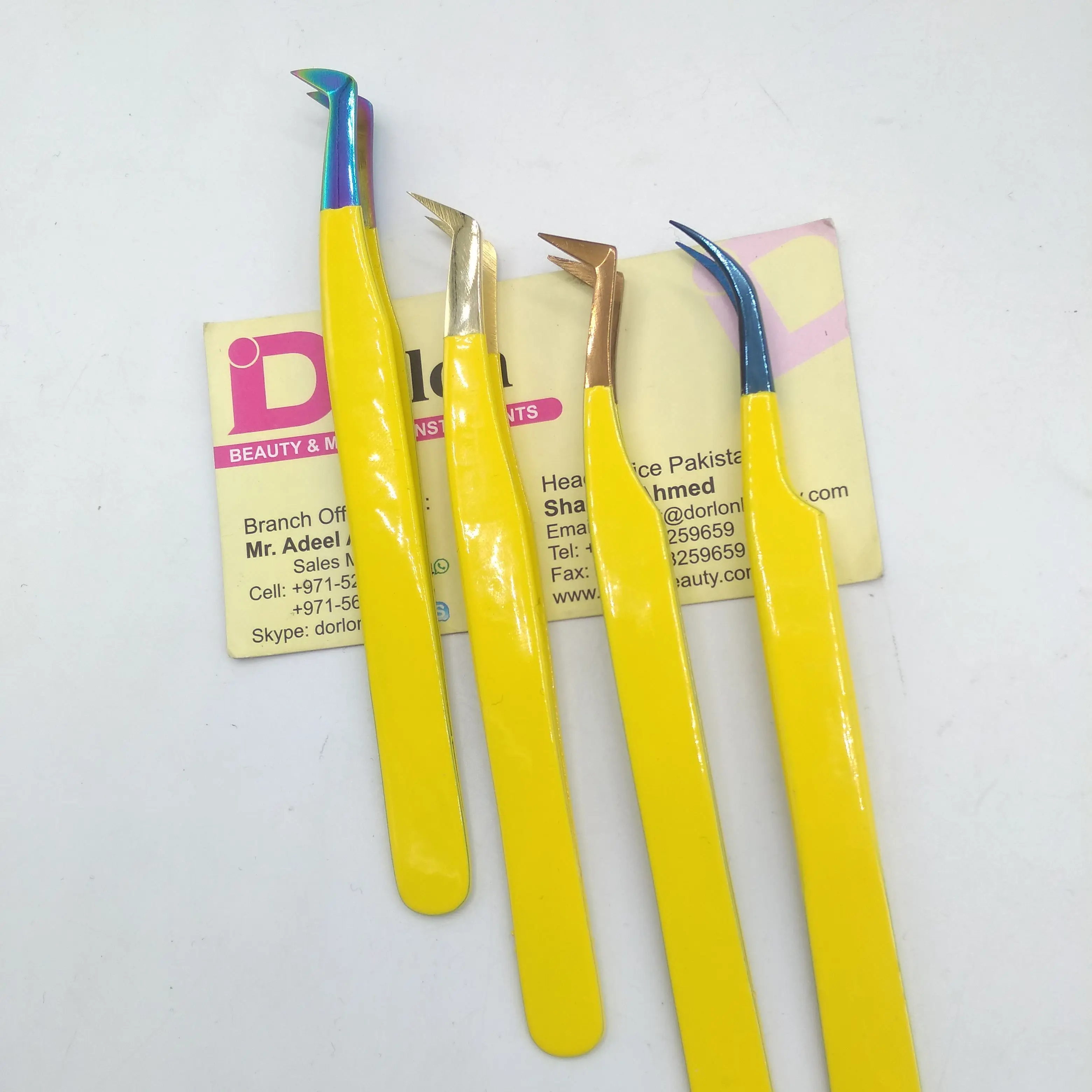 Пинцет для наращивания ресниц желтого цвета с плазменными насадками оптовая продажа Лучший увеличения объема