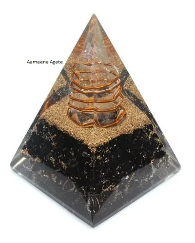 Crystal Black Tourmaline Orgonite Pyramid Wholesale Natural Black Tourmaline Nubian Energy Crystal Orgone Pyramid