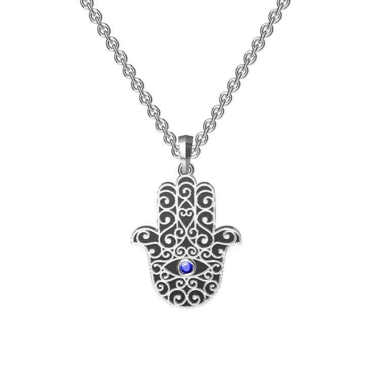
Hamsa Hand Necklace Connector Jewelry Evil-Eye Of Stainless Steel Pendant 2021 Sterling Silver Women Designer Famous Brands Set 