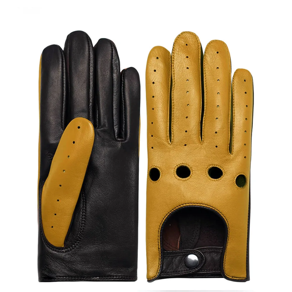 Высококачественные кожаные перчатки для вождения из козьей кожи на заказ мотоциклетные черные и коричневые