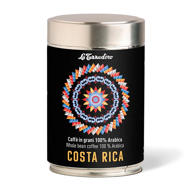 
Высококачественные итальянские зерна кофе эспрессо для профессиональной машины-Оловянная банка La Tazza детализированная 250 г 