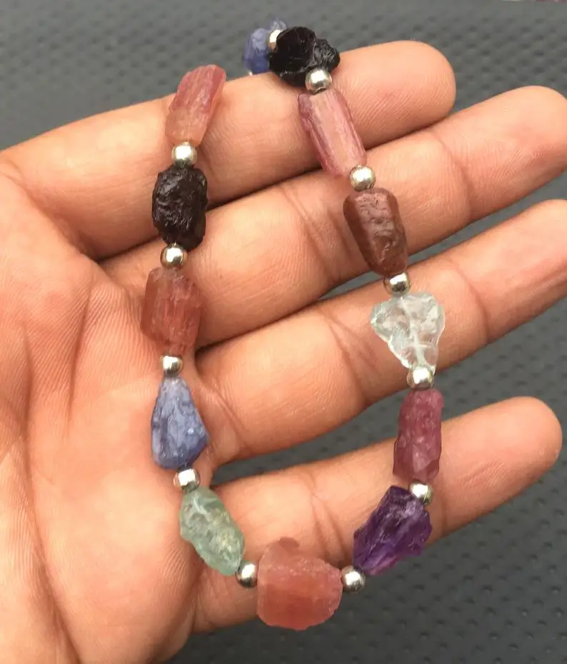 Genuine Quality 19 Piece Natural Multi Gemstone Full Drilled Colorful Untreated Rough Making Jewelry Wholesale