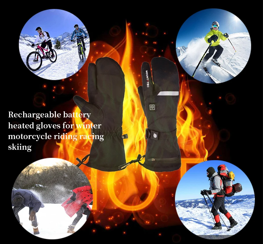 Thermal Men Winter Sport Thinsulate Heated  Waterproof Touch Screen Ski Gloves Ski Mittens