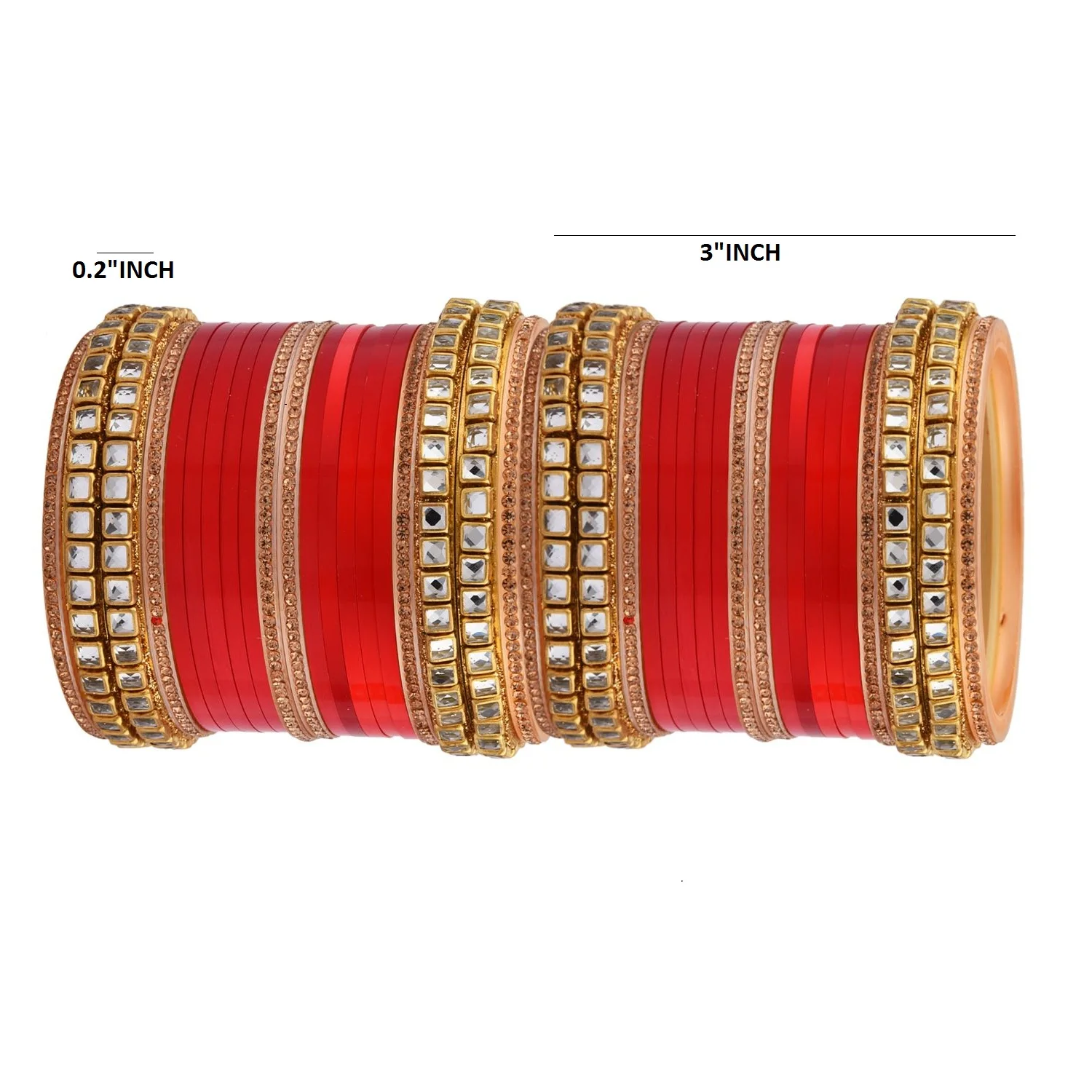 Traditional Handmade Kundan Karva Chauth Acrylic Red Bangle Bracelet Set Indian Bollywood Wedding Jewelry for Gifts