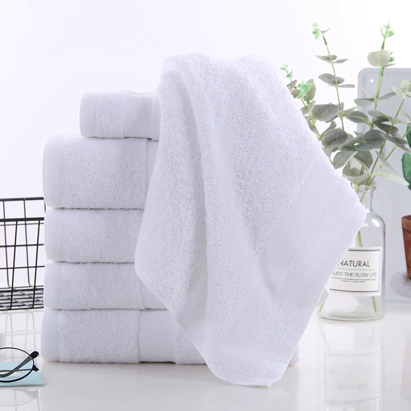 Manufacturer cheap 14S Cotton Dobby white towels set bath face hand towel with good water absorption