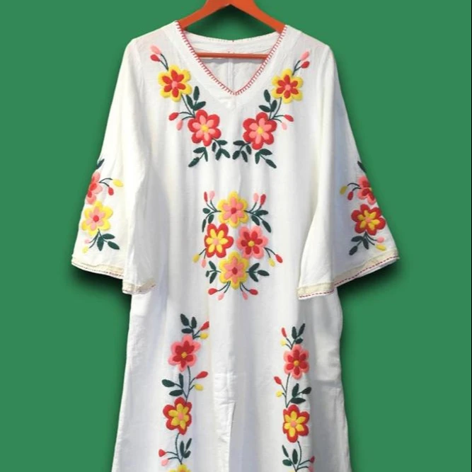 oem women clothing manufacturing hand embroidery work short sleeves women mexican blouses