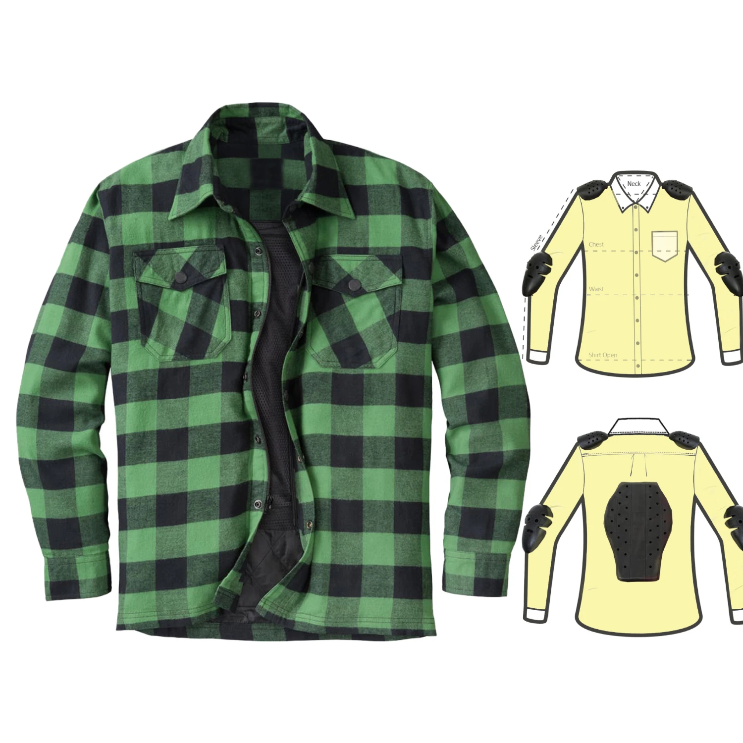 Best quality cotton yarn dyed flannel shirts with Kevlar lining, Biker flannel shirt for men, Prime Protection