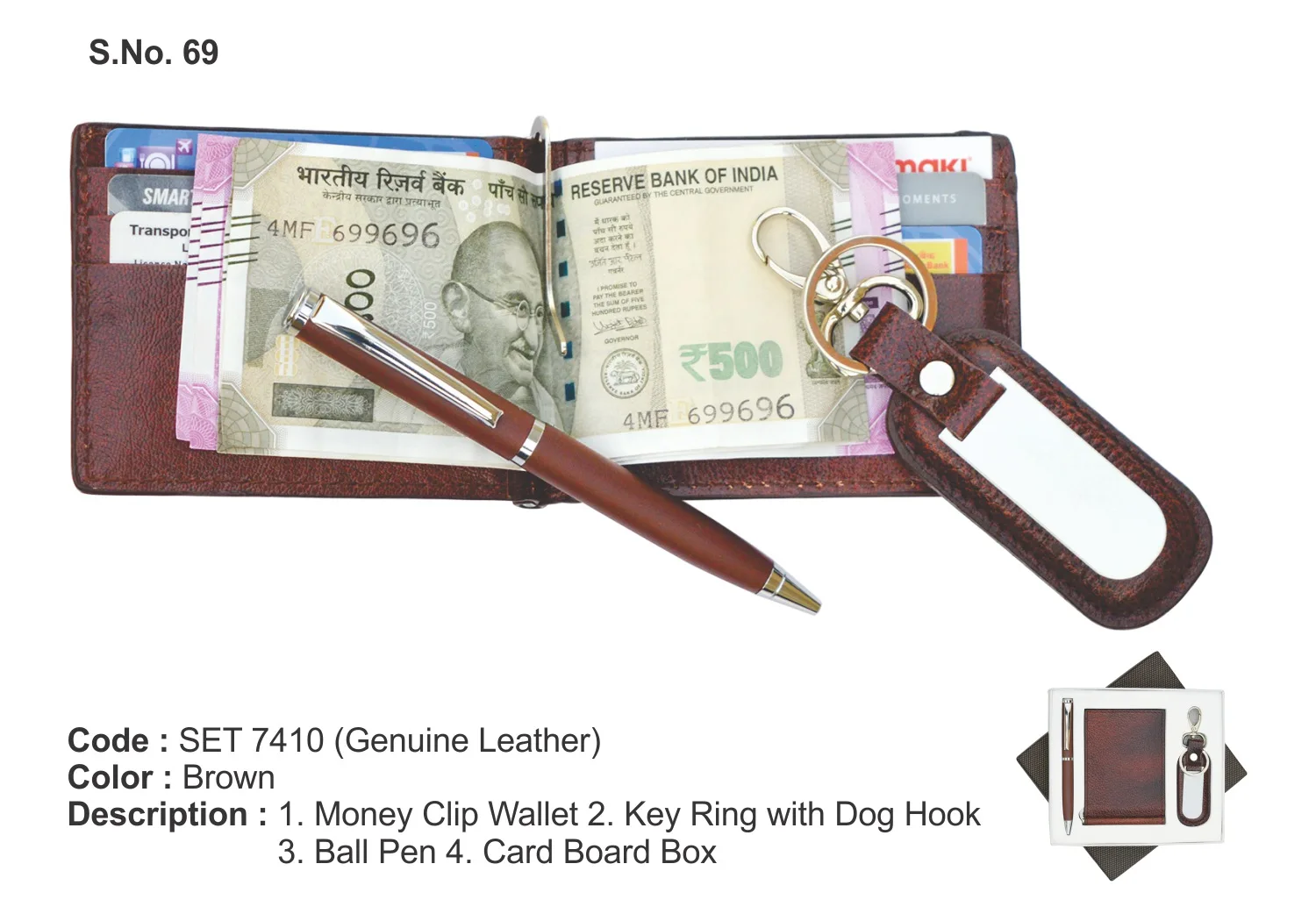 Wholesale Men Trendy Formal Casual Gift Set 3 in 1 PU Leather Gents Wallet Key Ring Ball Pen for Gifting Office Employees