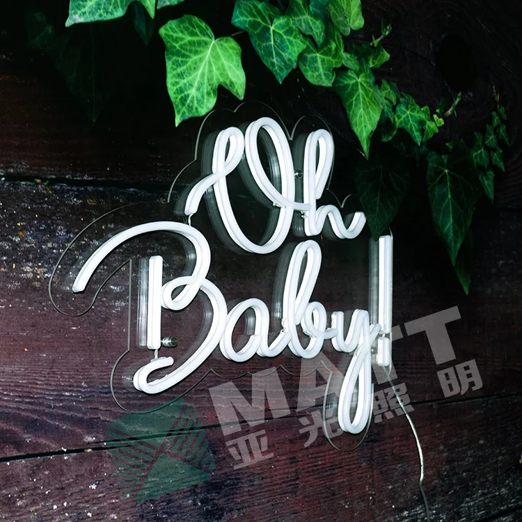 
Custom Led Neon Sign Matt Wedding Custom Name Silicone Neon Sign Letters Oh Baby NEON Light CAR Event & Party Office Shops PVC 