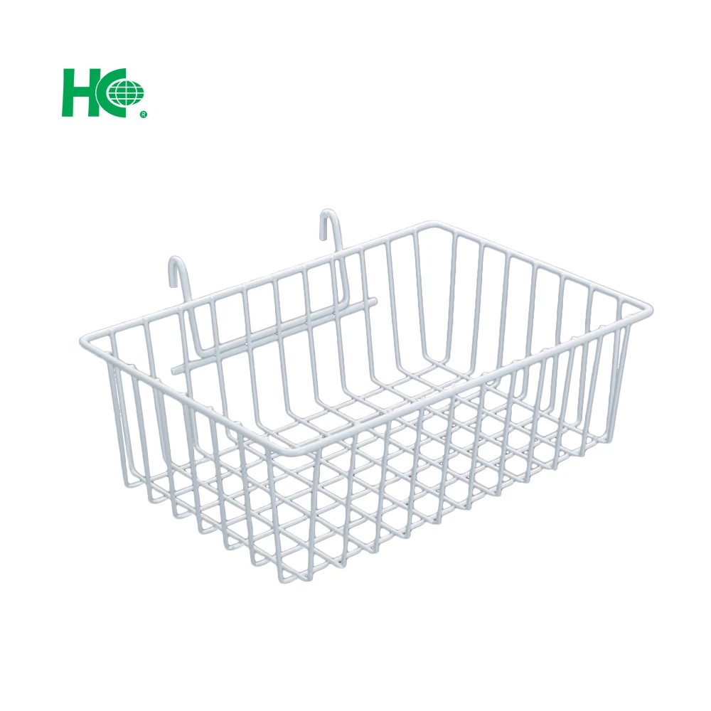 White rectangular wire grid wall basket