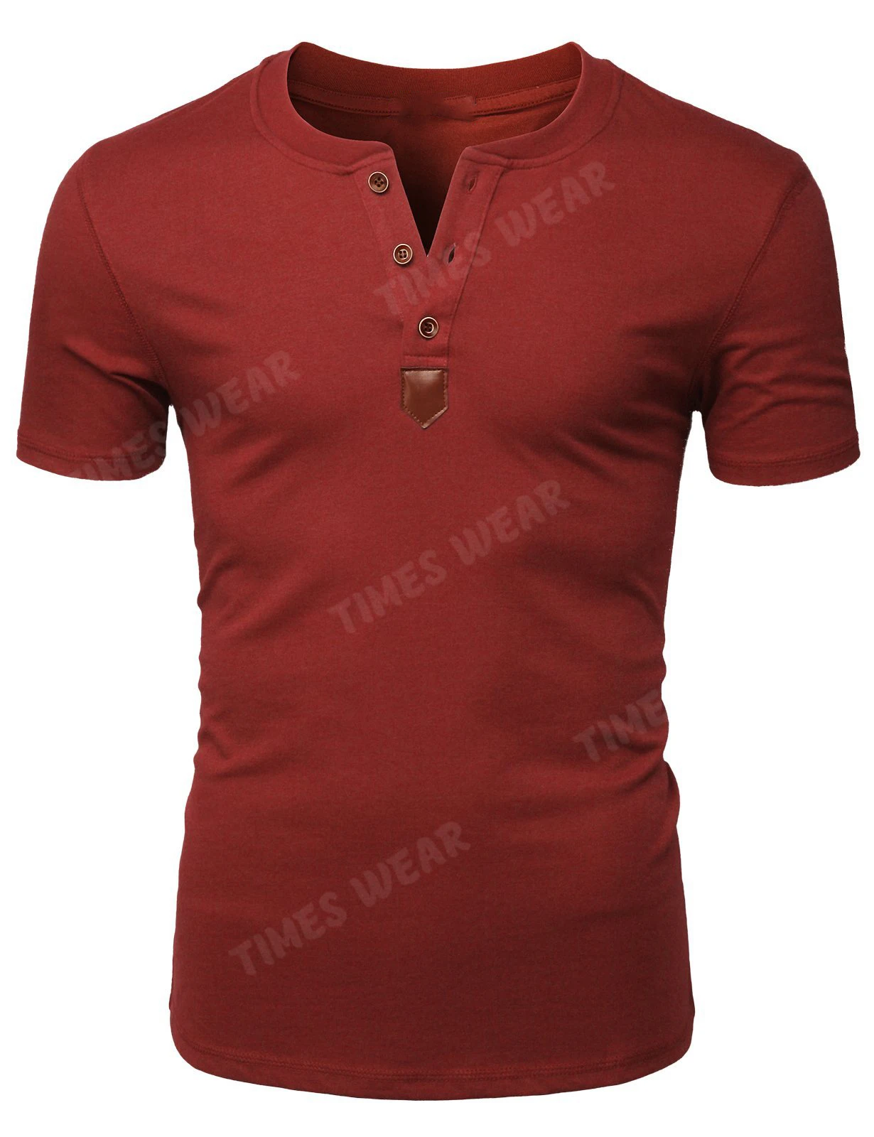 Мужская Высокое качество на каждый день зауженный фасон Хенли Рубашка футболки с коротким рукавом круглым вырезом пуговицах одноцветное предназначен
