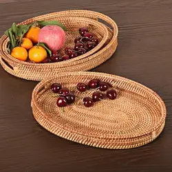 Rattan Decorative Rattan Tray Oval Shape Rattan Serving tray Kitchenware Bread Storage Baskets from Vietnam