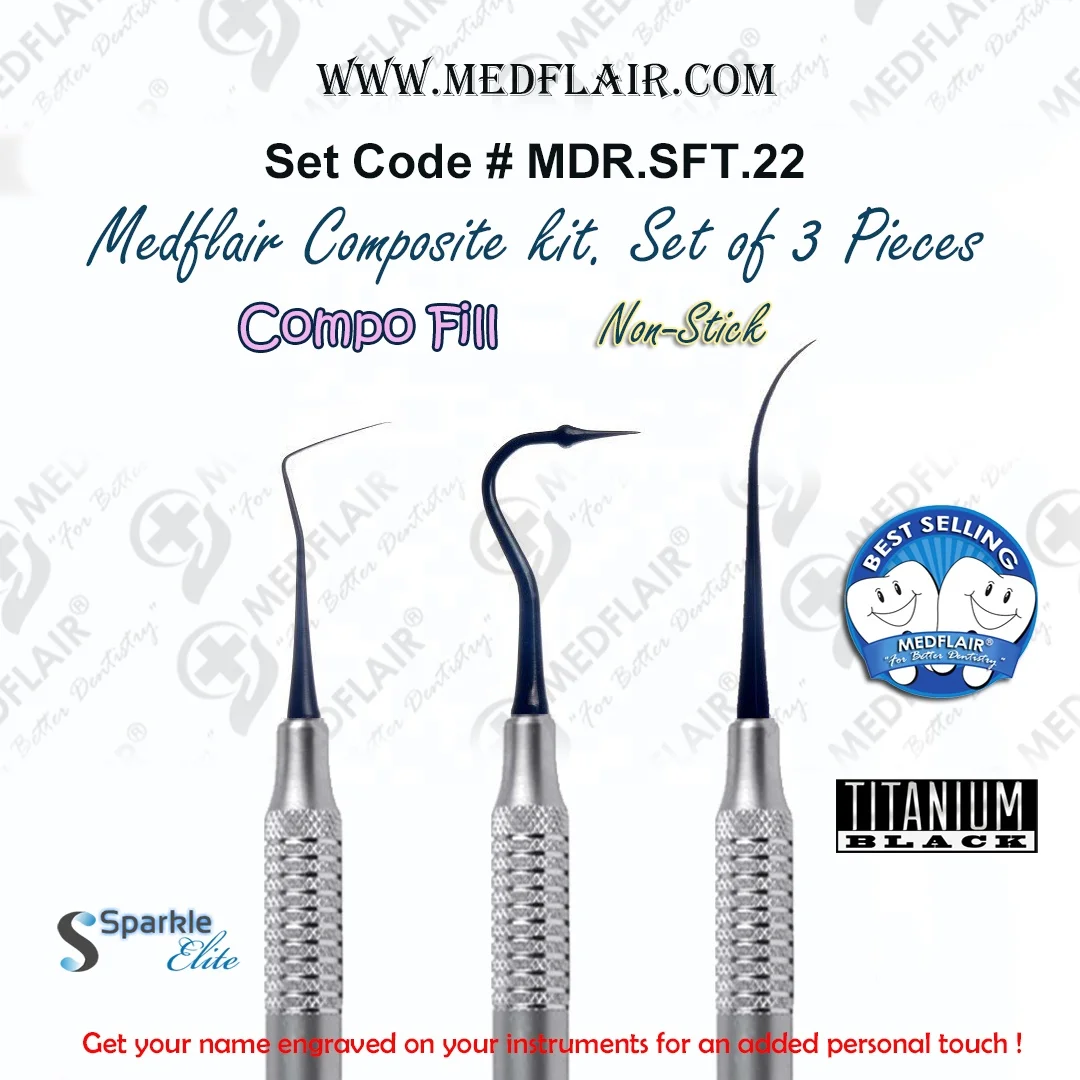 Dental Composite filling instruments Anterior ARTE Kit Posterior Designed for Dental Composite layering, titanium black