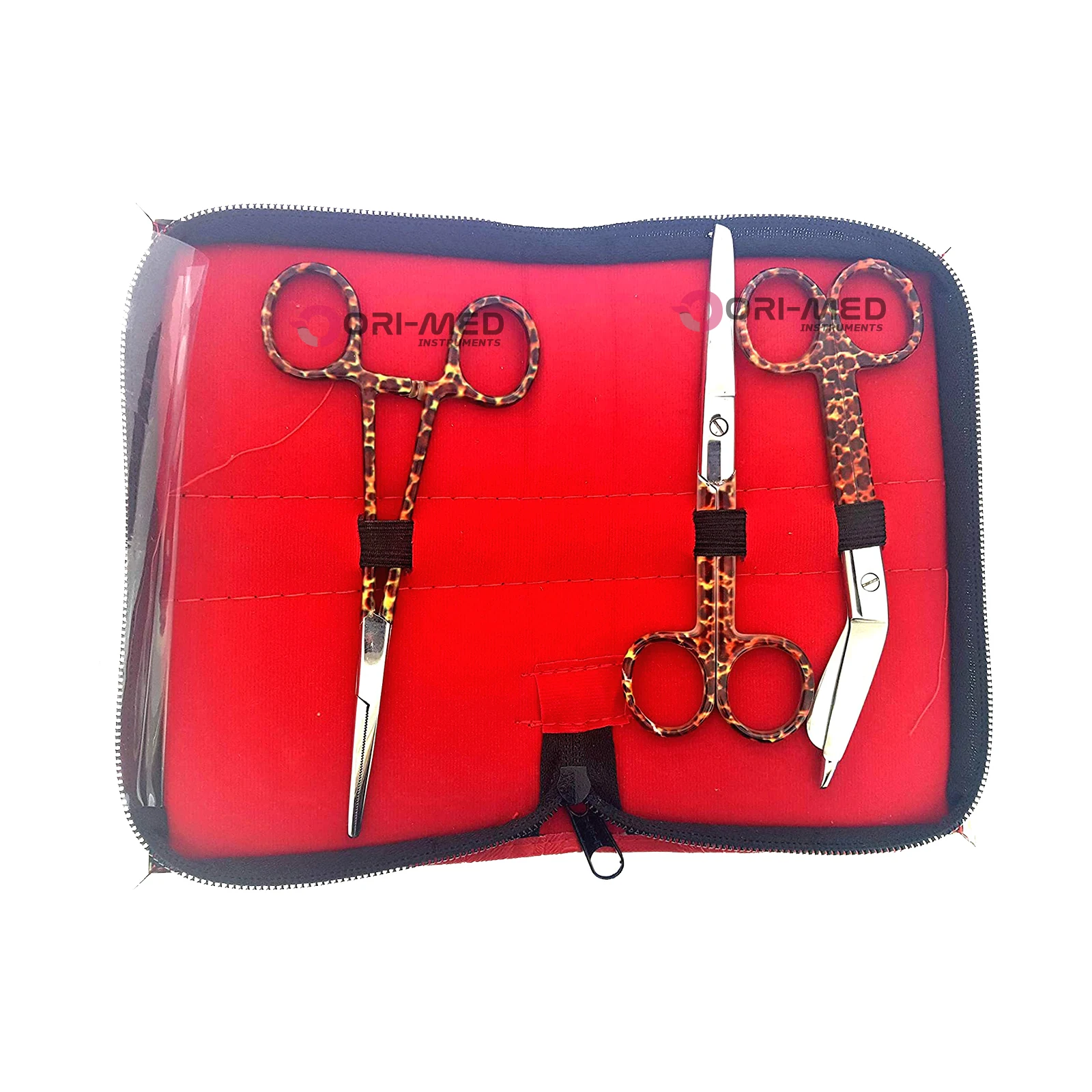 Black Color Coated Set of 4 German Grade Stainless Nurses Doctor Lister Bandage Scissors Hemostat Forceps Straight Curved