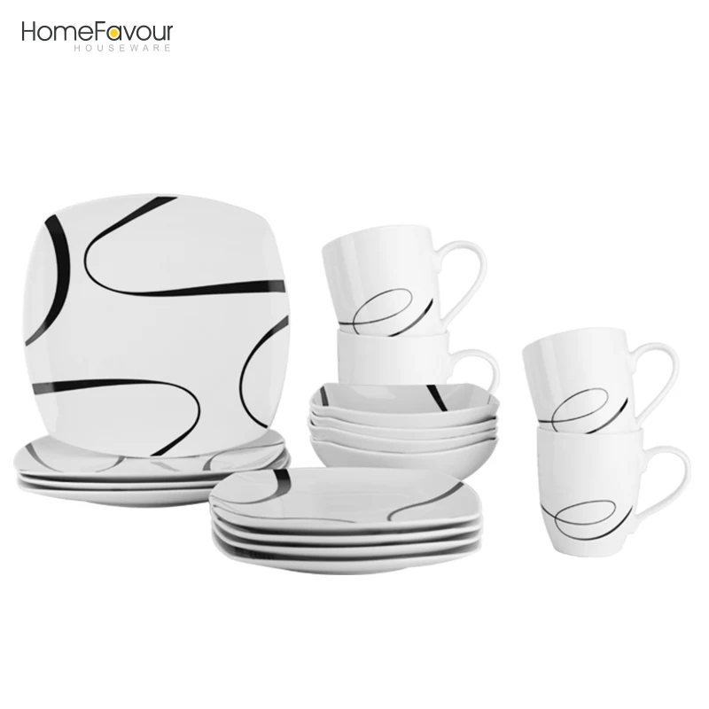 16 Pcs Wholesale Plates Sets Dinnerware Tableware Sets Ceramic AB Grade Fine Porcelain  Dinner Set