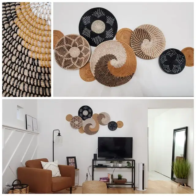 9PCS High Quality Decorative Wicker Wall Tray Bohemian Wall Decor Hangng Wall Plate
