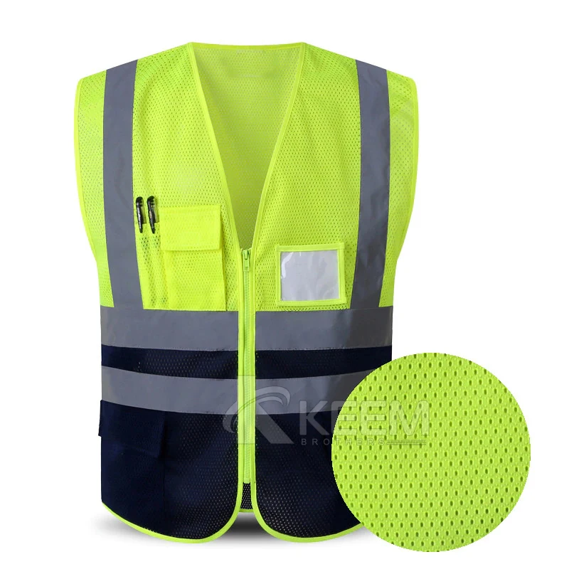 Mesh LOGO PRINT High Visibility Reflective Vest Outdoor Safety Security Labor Clothes Warning Traffic Construction Work Vests