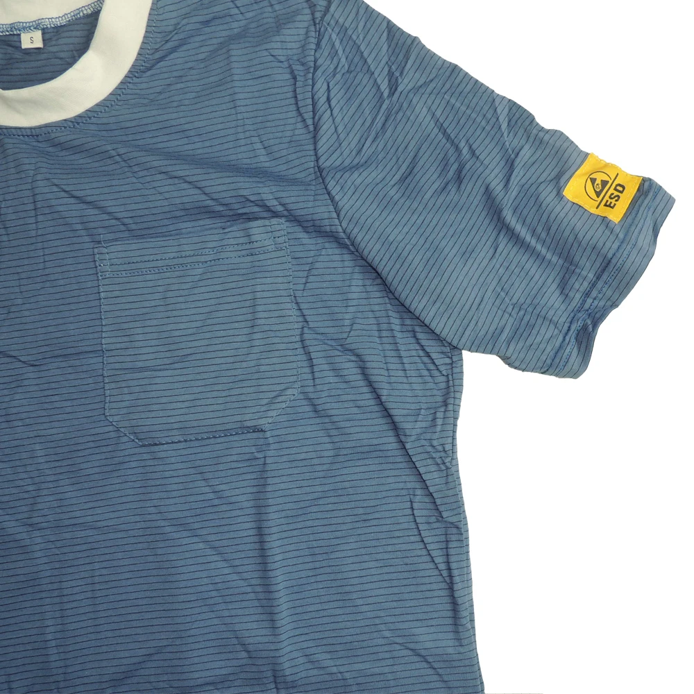Cleanroom Light Blue ESD T-shirt Antistatic Cleanroom CottonT Shirts