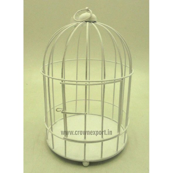 High Quality White Color Vintage Shape Hanging Bird & Parrot Cage Custom Size Handmade Wire Ornament for Pets