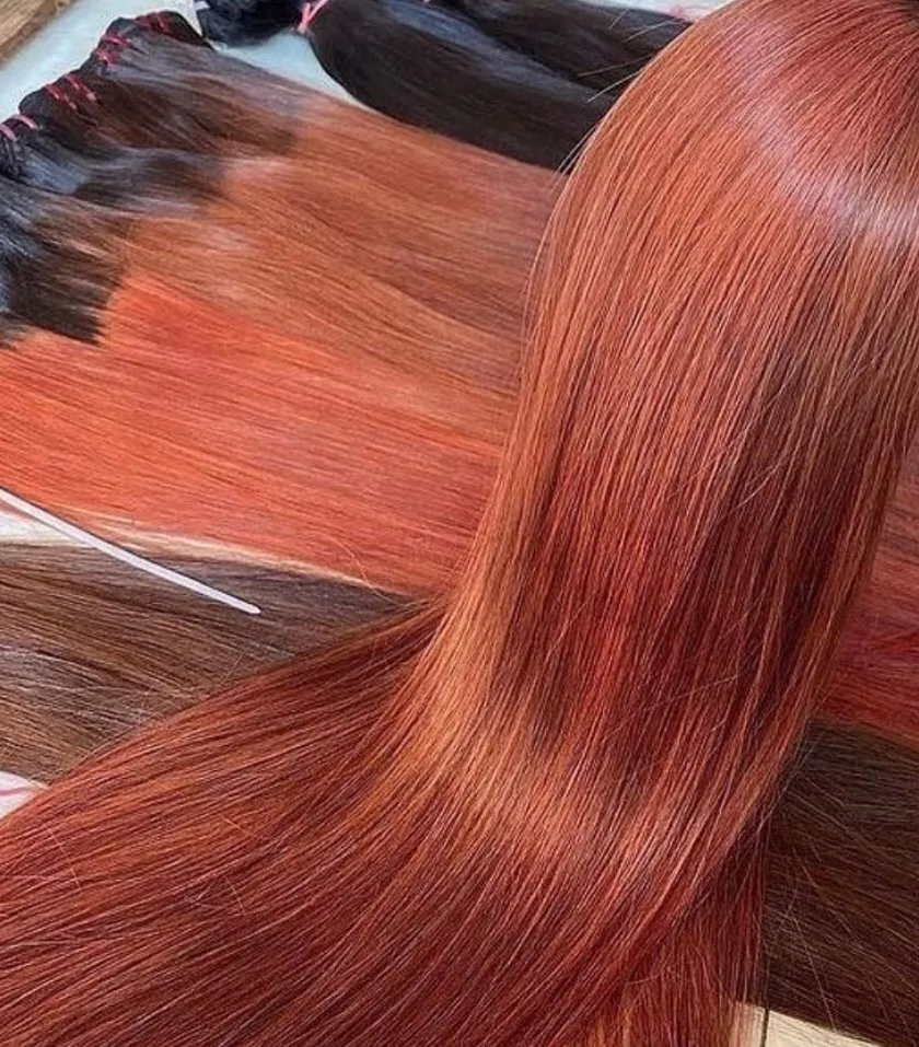 Лучшее качество 100% натуральные волосы из Вьетнама двойные человеческие прямые оранжевого цвета