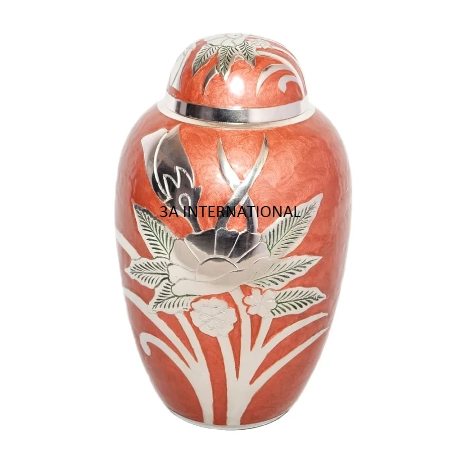 imple Design Graceful Brass Urns Memorial Keepsake Urns Unique Style Cremation Urn For Human Ashes Hand Engraving Metal Jar