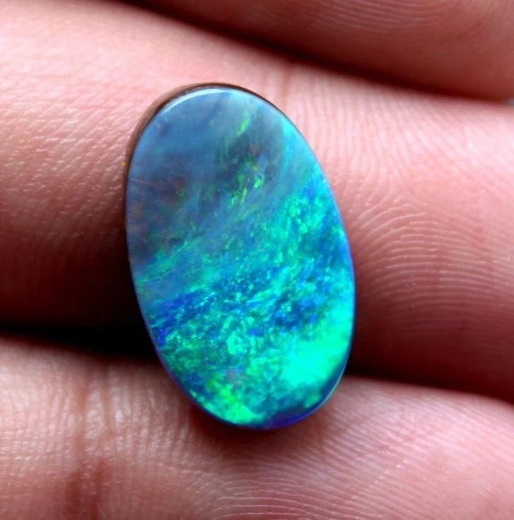 
Natural Australian Opal Doublet Oval Shape Cabochon / Top Quality Natural Multi Fire Australian Opal Boulder Doublet Cabochon Go 