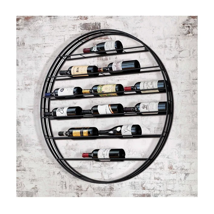 Metal Iron Wall Wine Rack and Holder Standing Wine Bottle & Glass Holder Wall Mounted Wine Rack