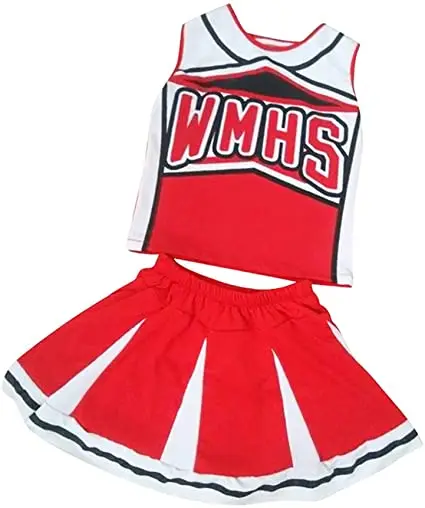 Red Crop Top Custom Cheerleading Uniform for Girls and Adults OEM Service Sublimated Lycra XXXS Size for School Use