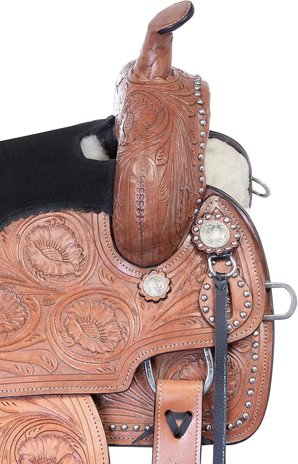 
Youth Crystal Leather Western Pleasure Trail Show Rodeo Kids Horse Saddle TACK Package Bridle Breastplate 14 to 18 Inch 