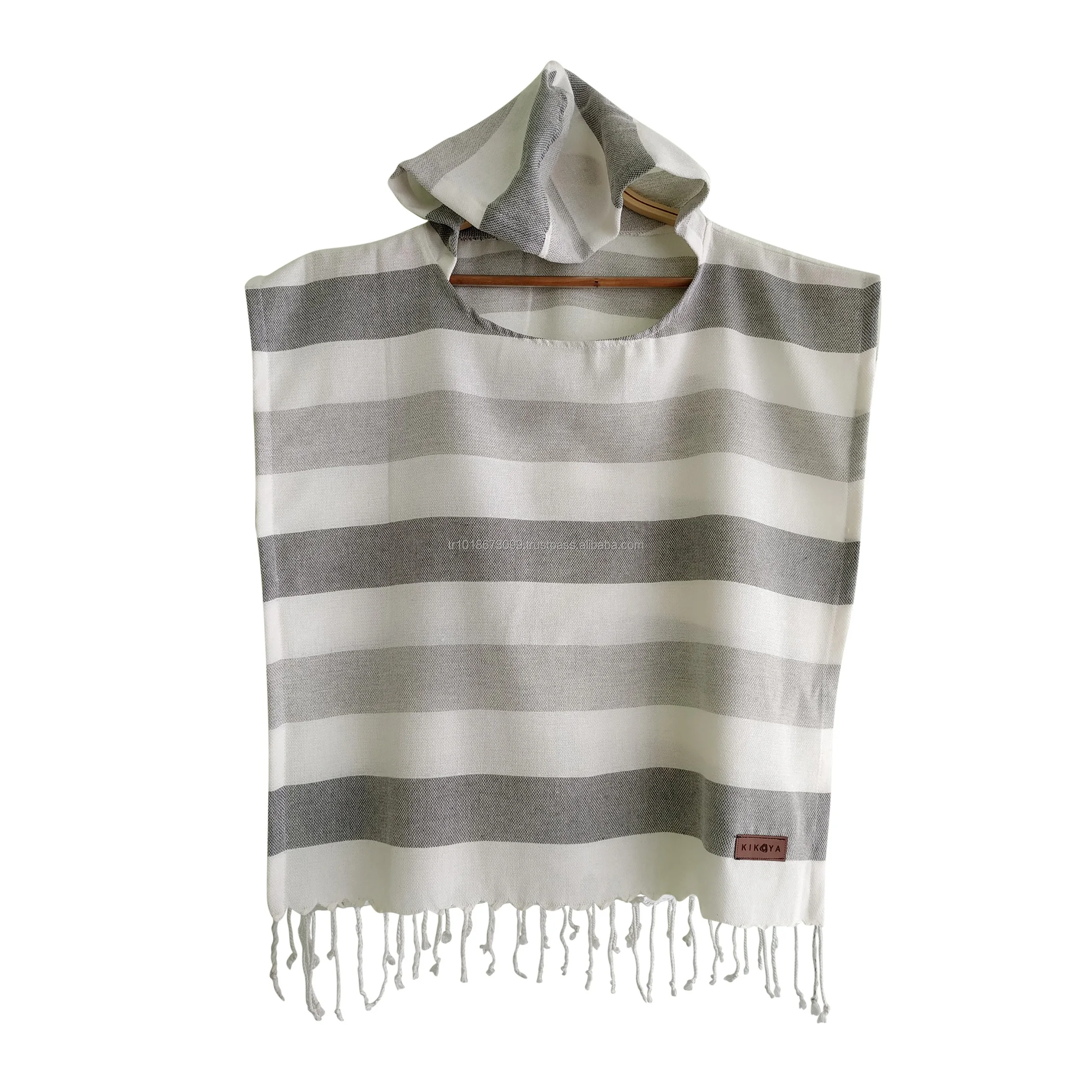 Турецкое полотенце с капюшоном Pestemal пляжное пончо для бассейна всех размеров розовое/коричневое детское из муслина