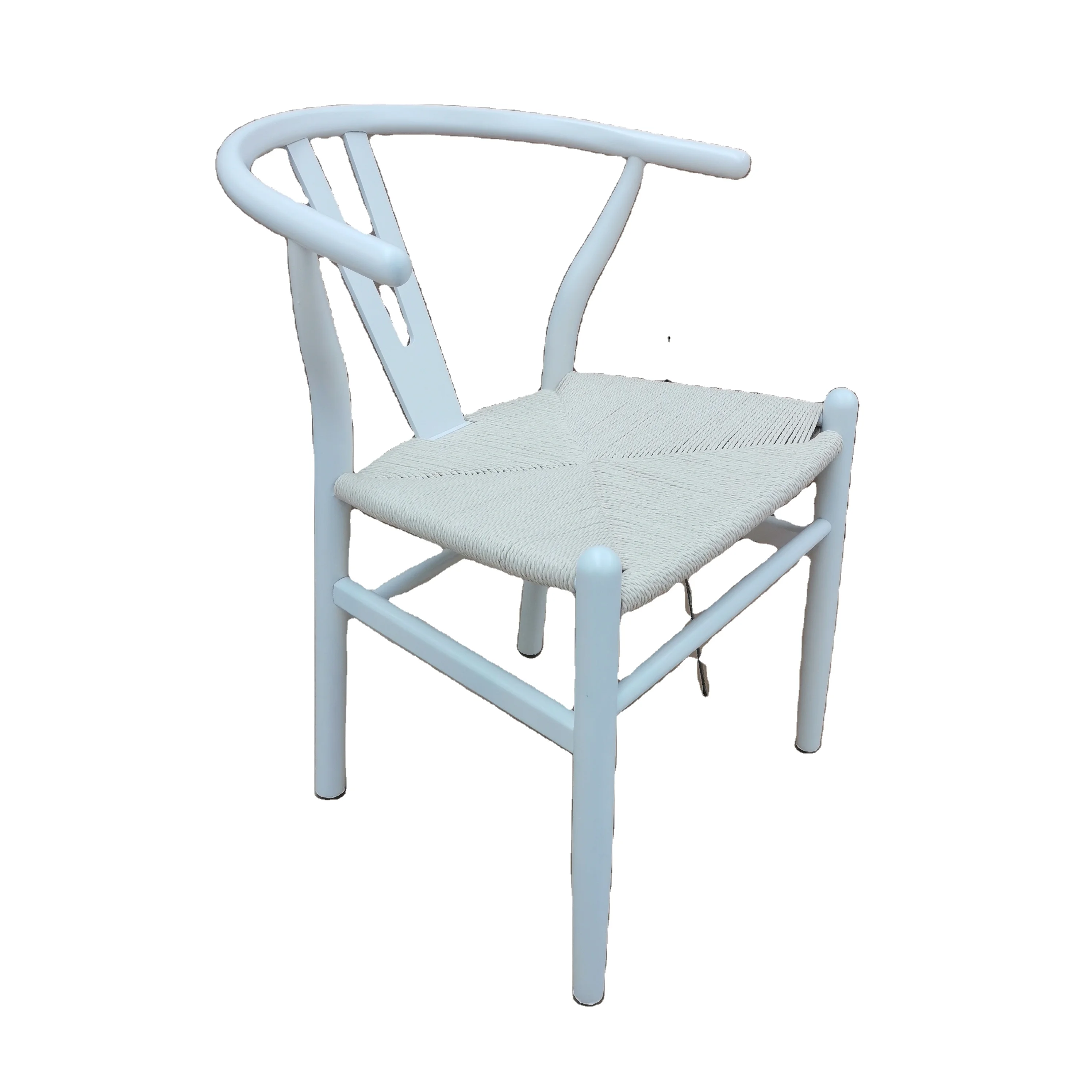 Solid Wood Nordic Style Design Han Wegner White Color Wishbone Y Chair with weaved paper rope