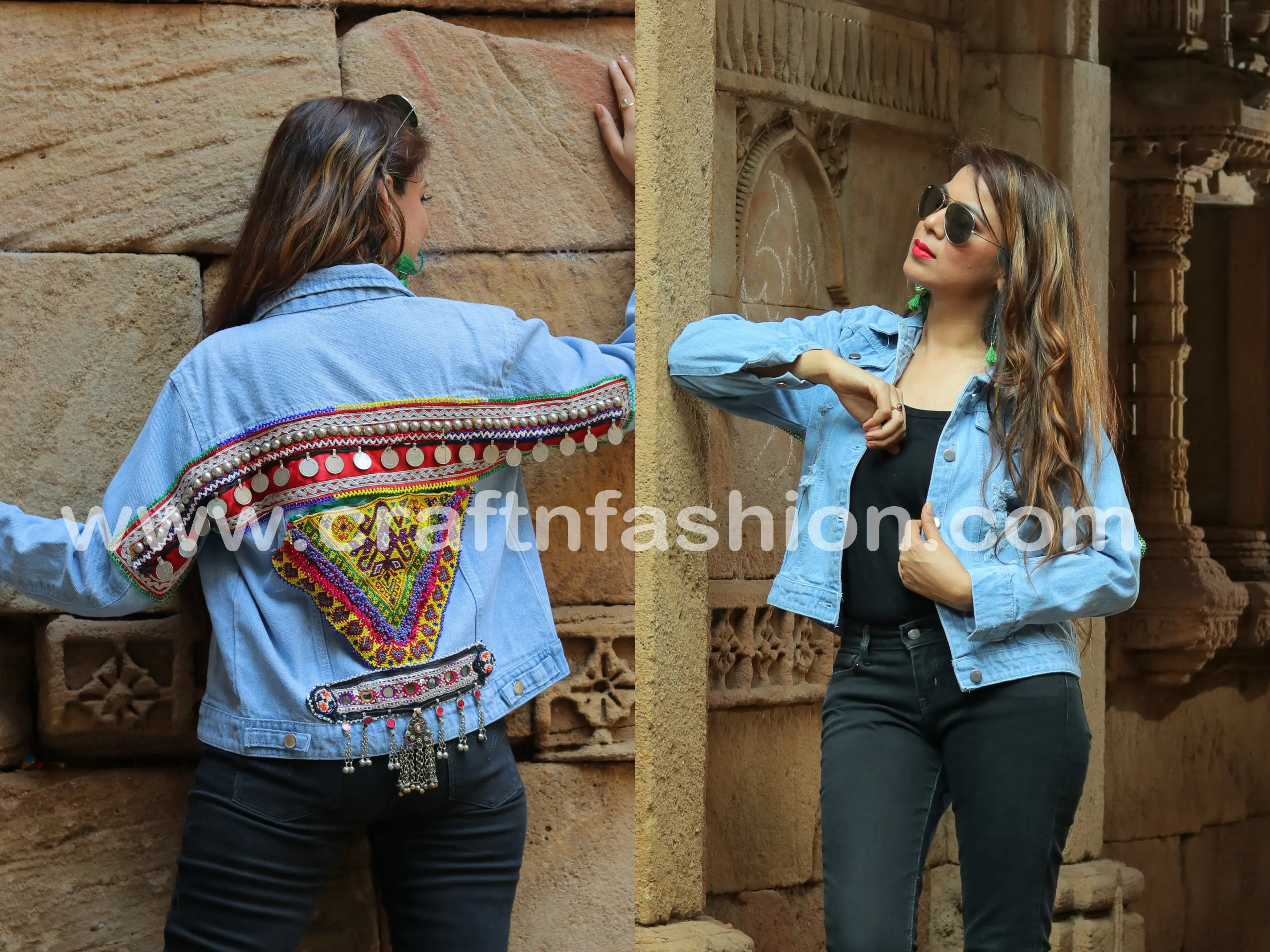 Factory Prices Boho Gypsy Tribal Embroidered Beaded Denim Jacket Bohemian Fashion Denim Bomber Jacket Hippie Beaded Denim Jacket